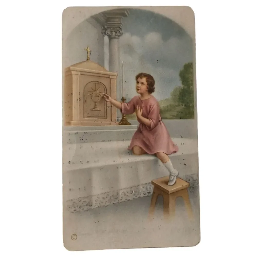 4 Vtg Catholic Prayer Cards Lot St Joseph Sacred Heart Jesus Crucifix Lithograph